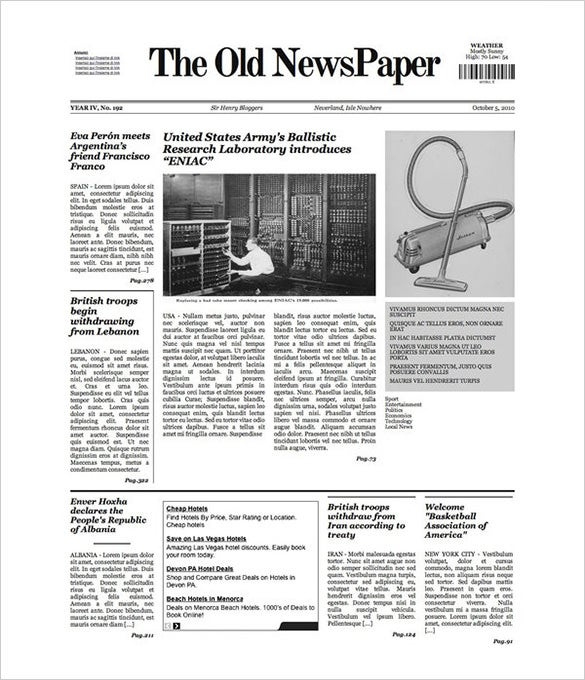 Stunning Blank Newspaper Template For Word