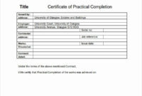 Stunning Certificate Of Construction Completion Template