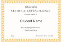Stunning Certificate Of Excellence Template Free Download