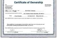 Stunning Certificate Of Ownership Template