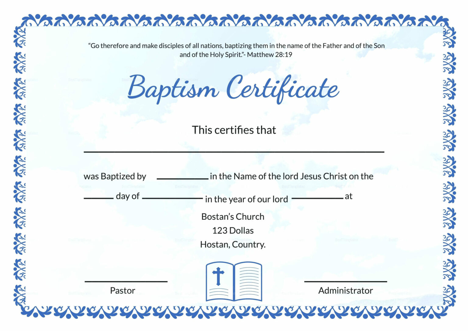 Stunning Christian Baptism Certificate Template – Sparklingstemware