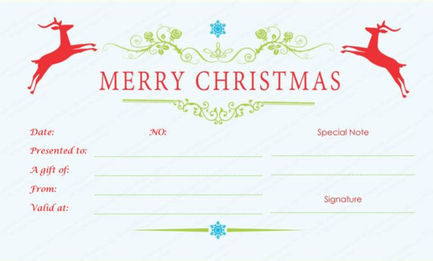 Stunning Christmas Gift Certificate Template Free Download
