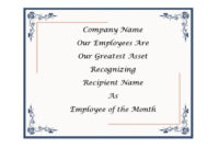 Stunning Employee Of The Month Certificate Template With Picture