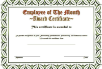 Stunning Employee Of The Month Certificate Template With Picture