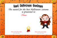 Stunning Halloween Costume Certificate