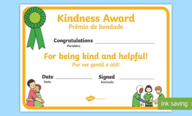 Stunning Kindness Certificate Template Free