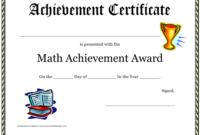Stunning Math Achievement Certificate Printable