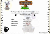 Stunning Pet Birth Certificate Template