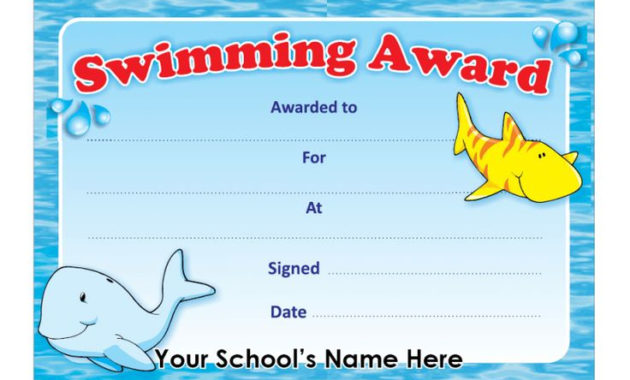 Stunning Swimming Certificate Template