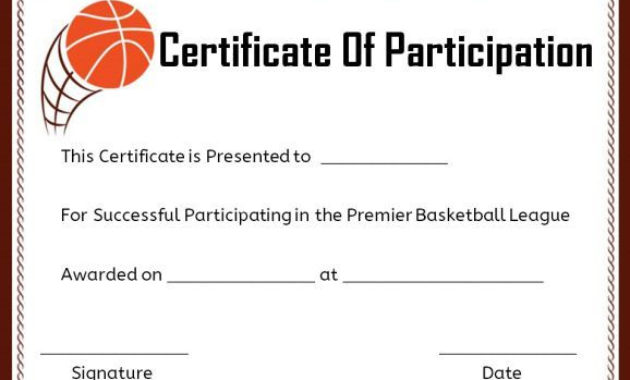 Top Basketball Participation Certificate Template