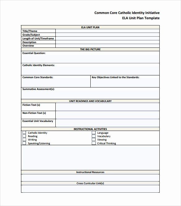 Top Blank Unit Lesson Plan Template