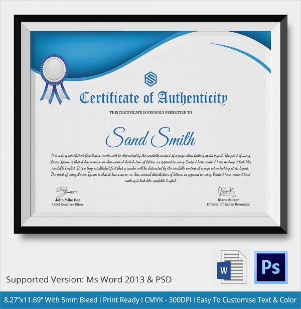 Top Certificate Of Authenticity Templates