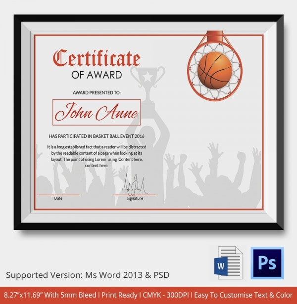 Top Download 10 Basketball Mvp Certificate Editable Templates