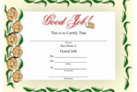 Top Good Job Certificate Template Free