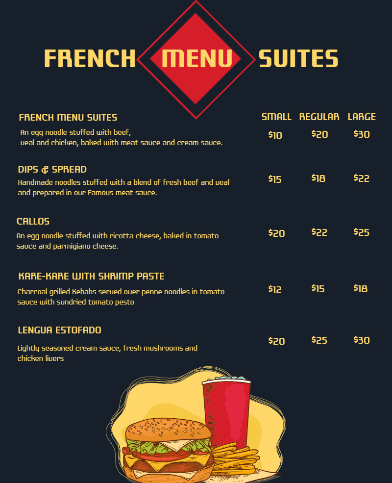 Amazing French Cafe Menu Template