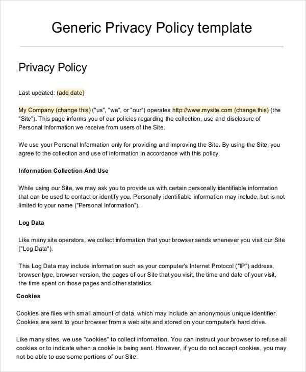Awesome App Privacy Policy Template