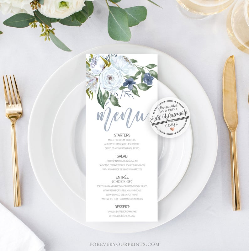 Awesome Bridal Shower Menu Template