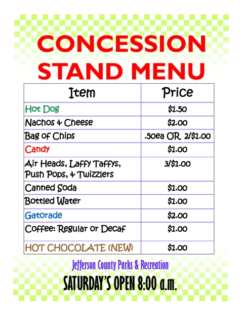Awesome Concession Stand Menu Template