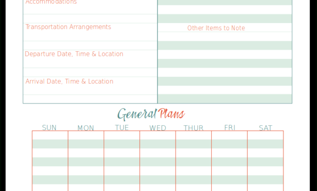 Awesome Daily Vacation Itinerary Template