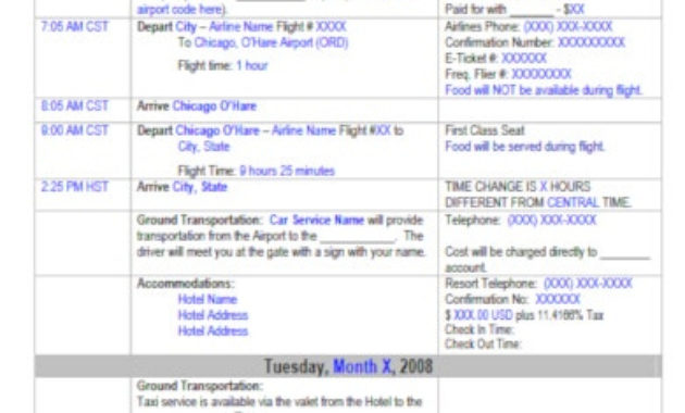 Awesome Travel Agent Itinerary Template