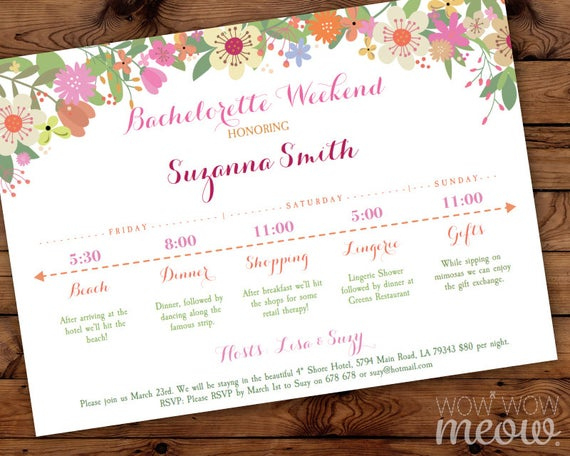 Fantastic Bridal Shower Itinerary Template