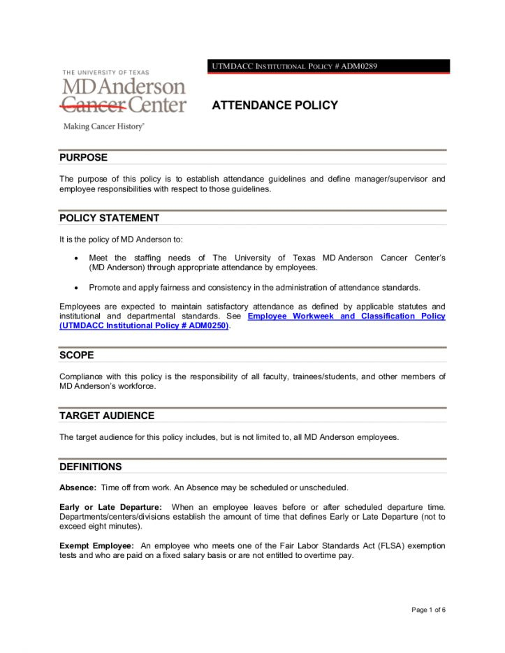 Fantastic Employee Attendance Policy Template
