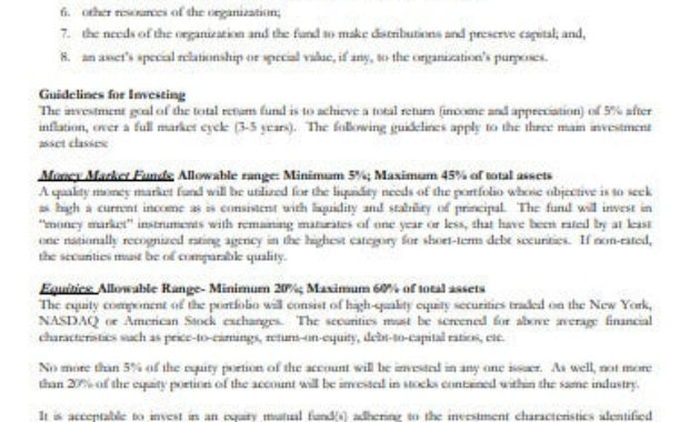 Fantastic Investment Policy Statement Template For Individuals