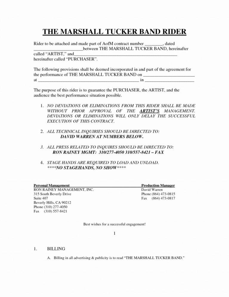 Fascinating Artist Management Contracts Template