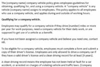 Fascinating Use Of Company Vehicle Policy Template