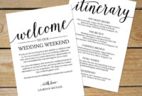 Fascinating Wedding Welcome Itinerary Template