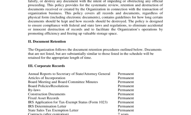 Free Data Retention Policy Template