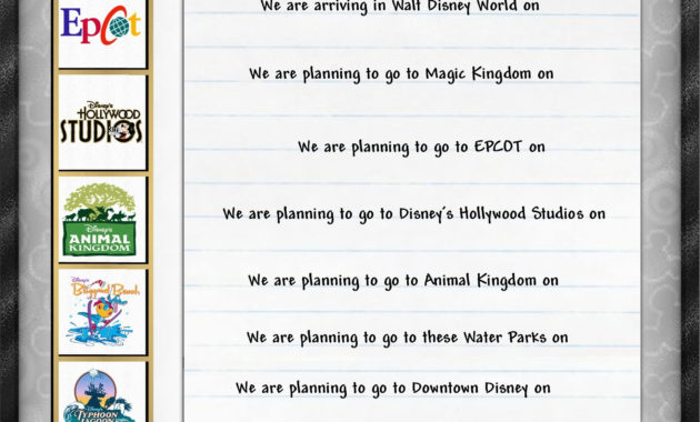 Free Disney World Itinerary Template