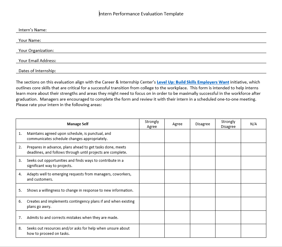 Free Management Performance Review Template