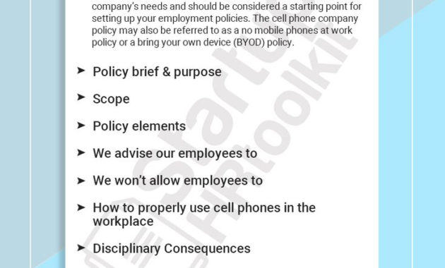 Free No Cell Phone Policy At Work Template