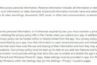 Fresh App Privacy Policy Template