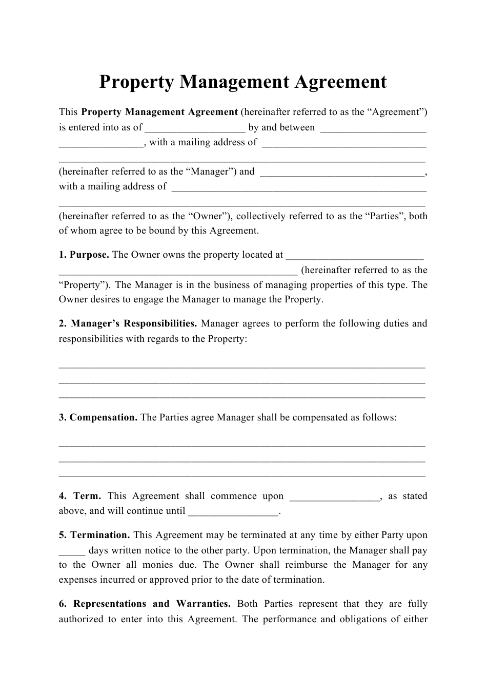 Fresh Building Management Contract Template