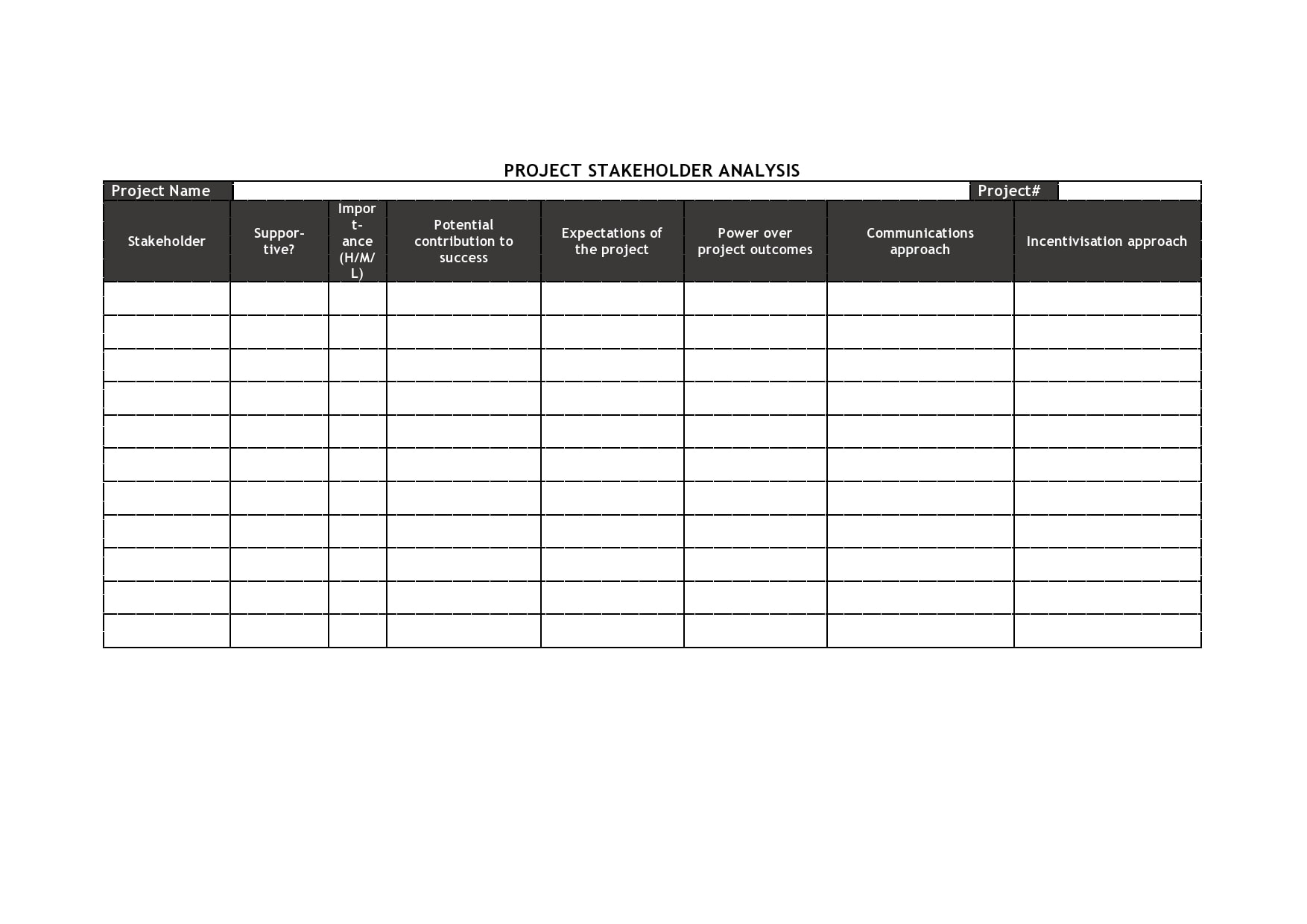 Fresh Project Management Stakeholder Register Template