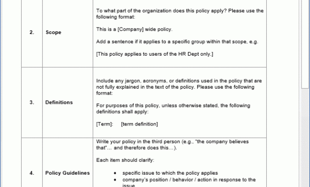 New Computer Use Policy Template