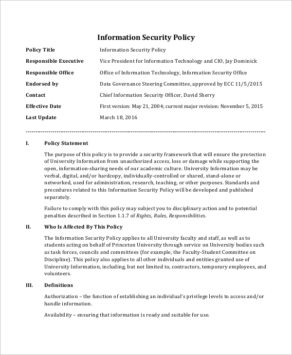 New Physical Security Policy Template