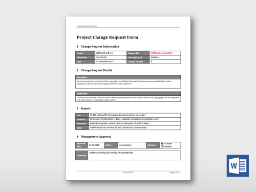 Professional Change Management Request Form Template