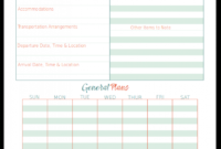 Simple Day By Day Travel Itinerary Template