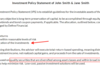 Simple Investment Policy Statement Template