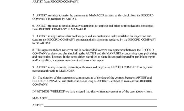 Stunning Artist Management Contracts Template