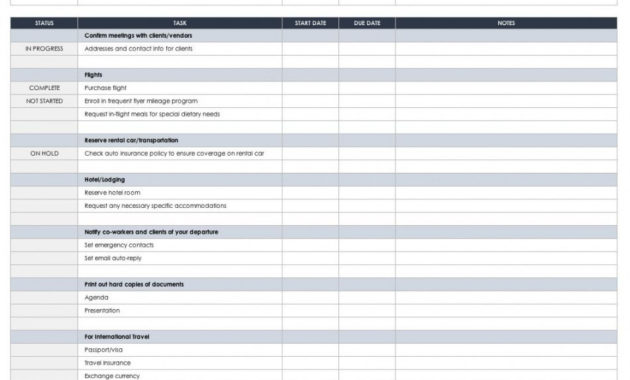 Stunning Project Management Task List Template