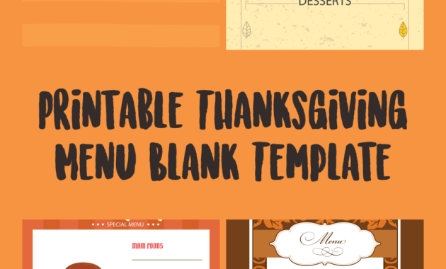 Stunning Thanksgiving Menu Template Printable