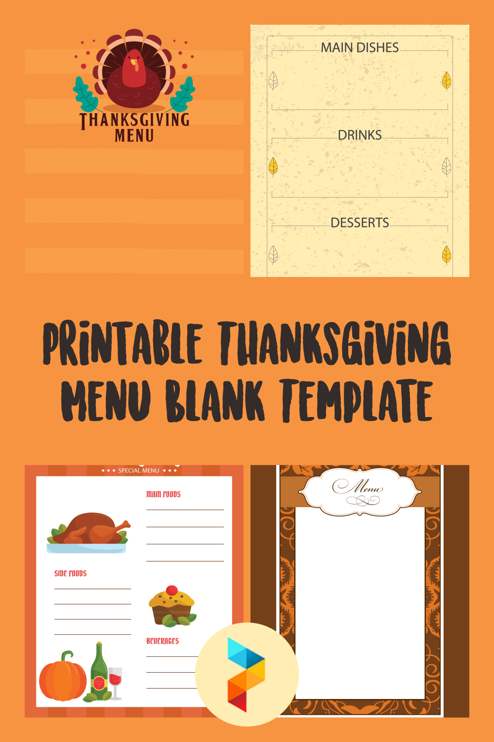 Stunning Thanksgiving Menu Template Printable