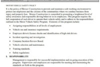 Top Use Of Company Vehicle Policy Template